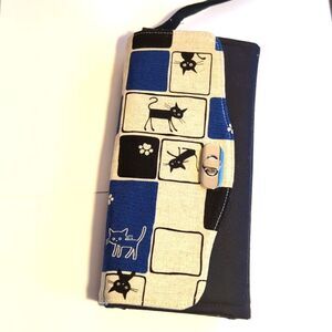 Canvas cat pattern wallet bag wristlet Nwot